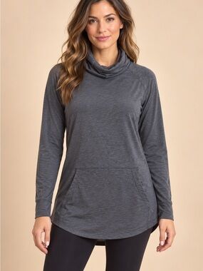 NWOT Eddie Bauer Charcoal Gray Cowl Neck Long-Sleeve Sweater